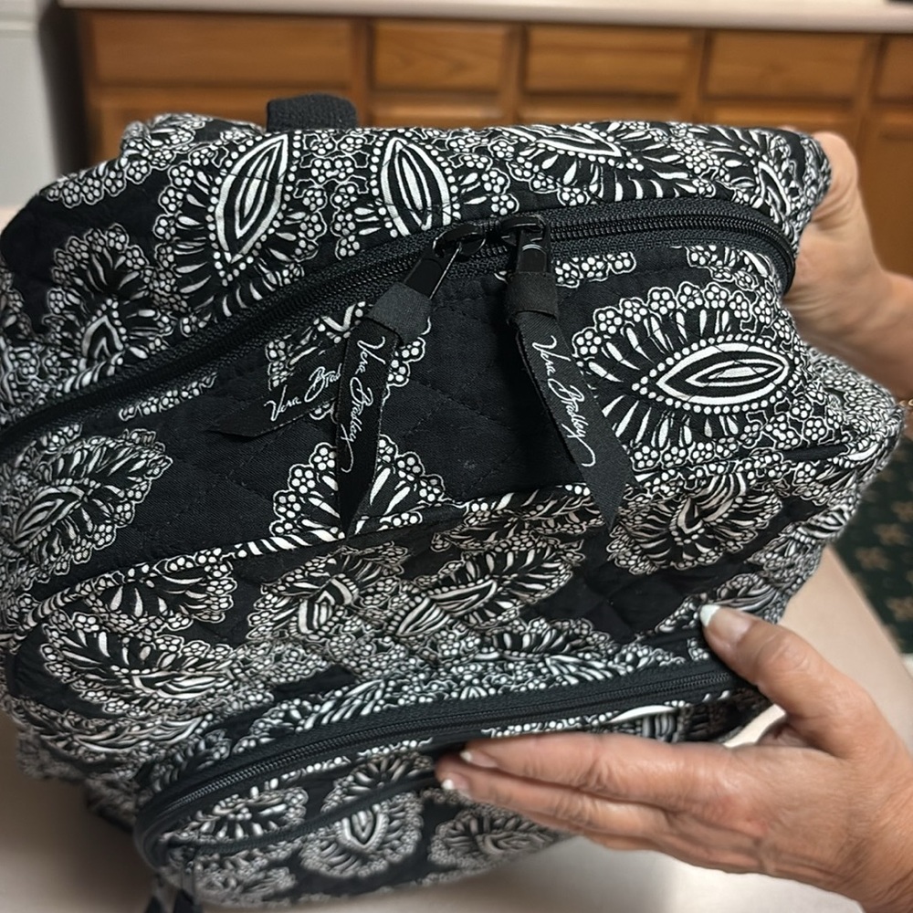 Vera Bradley Black and White Floral Backpack - Picture 4 of 9